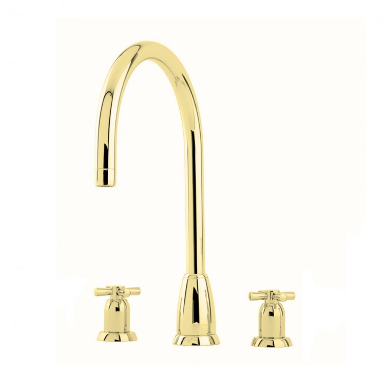 PERRIN & ROWE - Callisto three hole mixer with crossheads & a round spout - AU4885IG - QTY:1