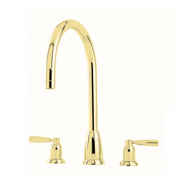 PERRIN & ROWE - Callisto three hole sink mixer with metal levers and a round spout - AU4886BR QTY:2