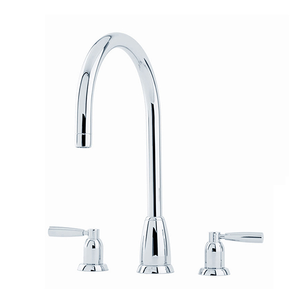 PERRIN & ROWE - Callisto three hole sink mixer with metal levers and a round spout - AU4886CP QTY:2
