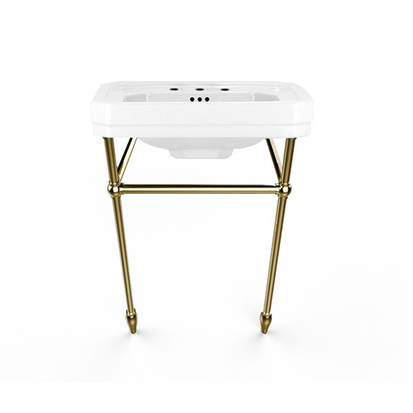 Perrin & Rowe - Art Deco 630mm basin & basin stand with tapered feet in Polished Brass C715