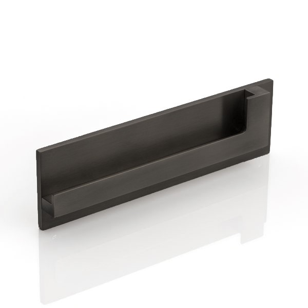 Joseph Giles - ROHE Solid Brass Recessed ‘L shaped’ Cabinet Handle 175mm in Dark Bronze Waxed
