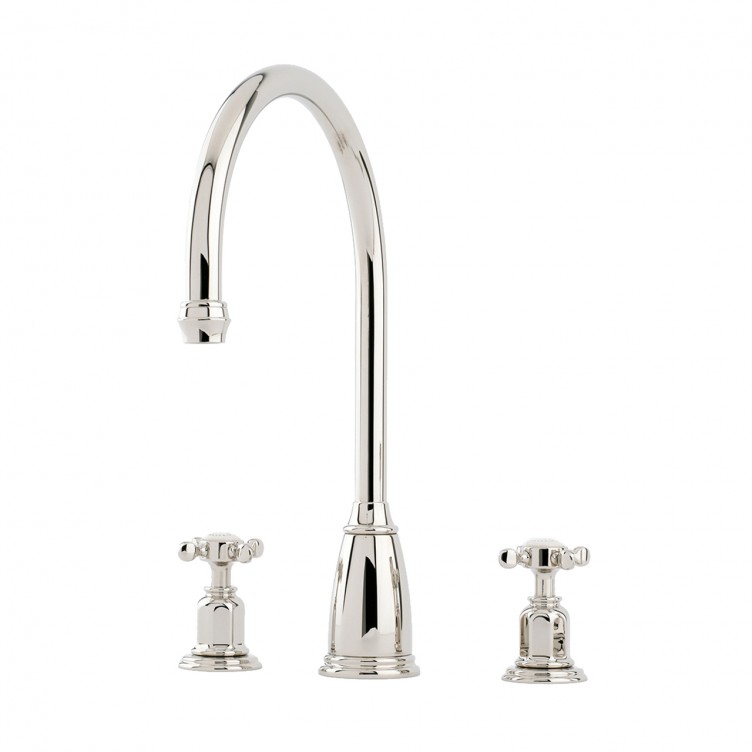 PERRIN & ROWE - Athenian three hole sink mixer with crossheads - AU4370NI - QTY:1