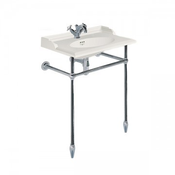 Perrin & Rowe - Victorian 630mm basin, basin stand with tapered feet, basin mixer and bottle trap in Chrome - C710 - QTY:1