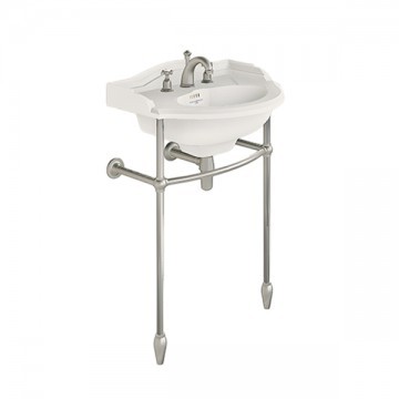 Perrin & Rowe - Edwardian 630mm basin, basin stand with traditional joints and tapered feet, tap set and bottle trap in Pewter - C764 - QTY:1