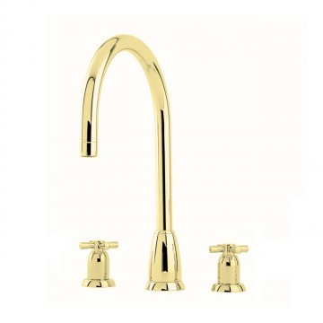 PERRIN & ROWE - Callisto three hole mixer with crossheads & a round spout - AU4885BR QTY:1