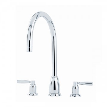PERRIN & ROWE - Callisto three hole sink mixer with metal levers and a round spout - AU4886CP QTY:2