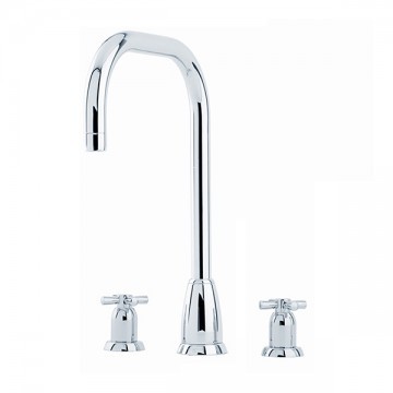 PERRIN & ROWE - Callisto three hole mixer with crossheads & a square spout - AU4887CP QTY:2