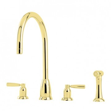 PERRIN & ROWE - Callisto four hole sink mixer with metal levers, round spout and spray rinse - AU4891BR QTY:2
