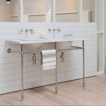 Hawthorn Hill - Double mounted basin stand 1310 x 510 x 880H in Nickel