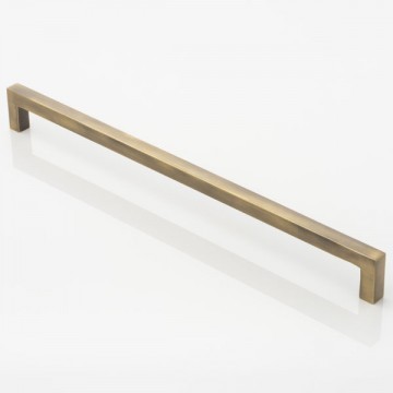 Joseph Giles - 12 x CUBE Solid Brass Cabinet Handles 288mm in Mid Antique Brass Waxed