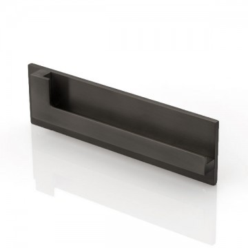 Joseph Giles - ROHE Solid Brass Recessed ‘backward L shaped’ Cabinet Handle 175mm in Dark Bronze Waxed