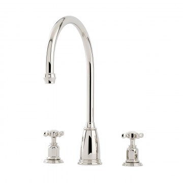 PERRIN & ROWE - Athenian three hole sink mixer with crossheads - AU4370NI - QTY:1