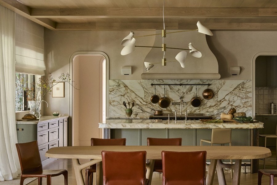 A Sydney kitchen with nickel taps, pot filler and spray rinse from The English Tapware Company. 