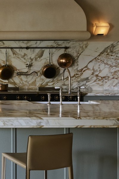 A kitchen designed by Arent&Pyke, with nickel taps, pot filler and spray rinse from Perrin & Rowe.