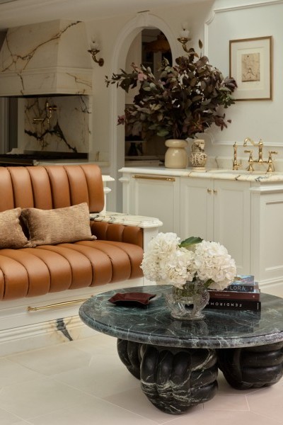 Kitchen interior at Amberlane Estate showcasing natural materials, elegant handcrafted details, and polished brass fixtures for subtle luxury.