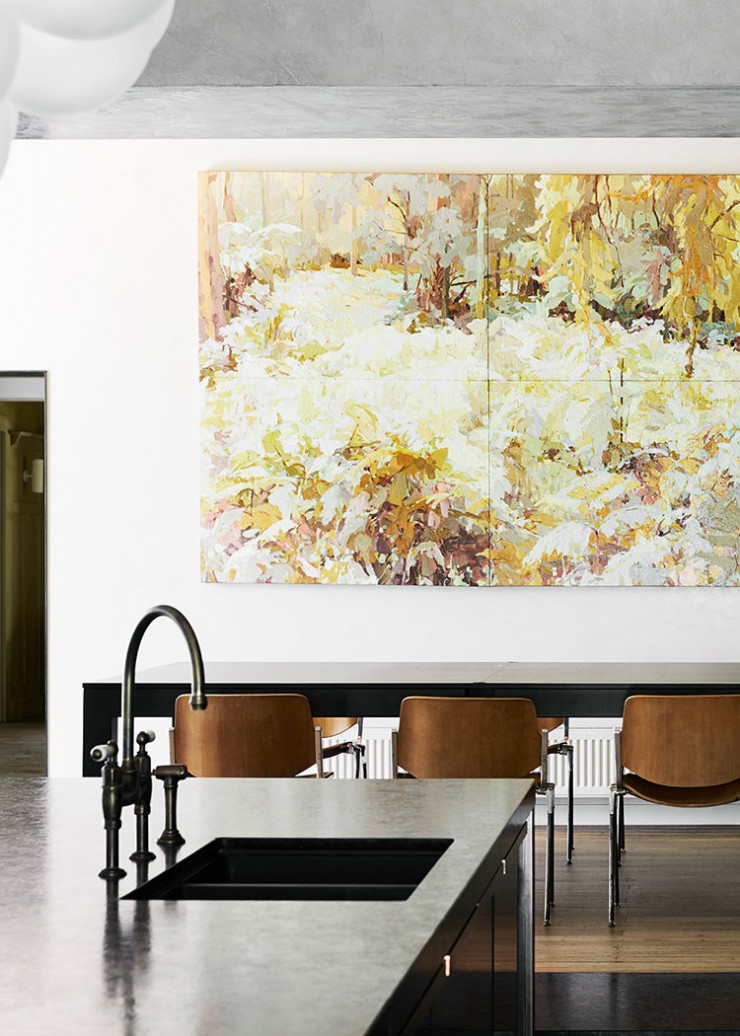 Aged brass taps add texture and quality to this Flack Studio kitchen