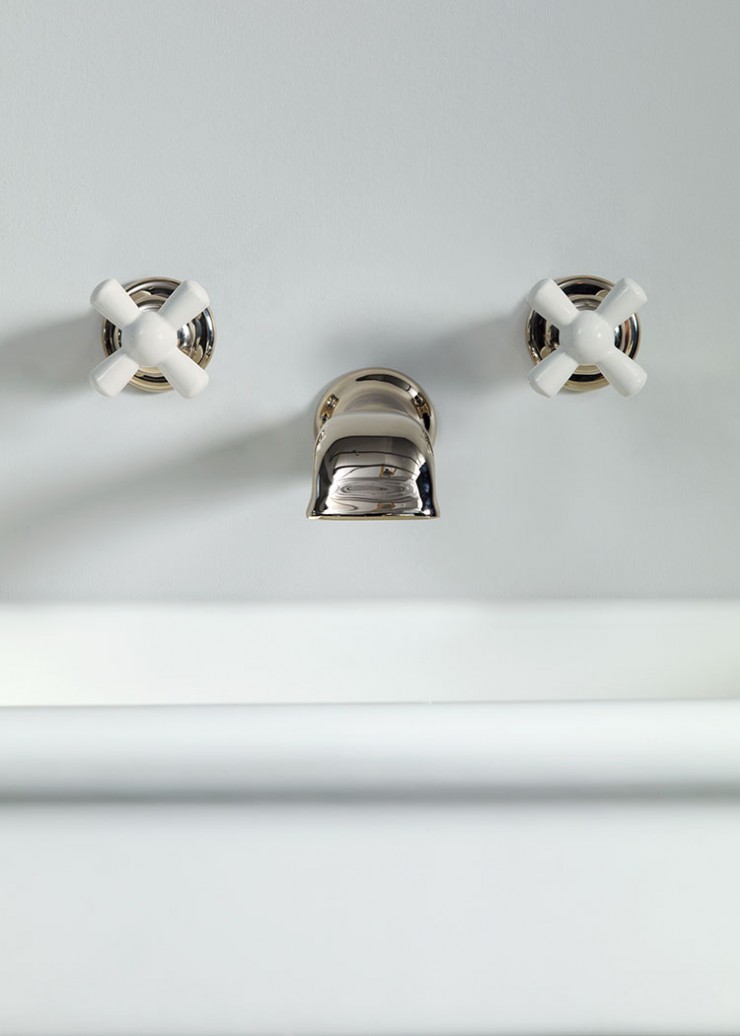 Wall mounted tap with hot and cold crosshead valves used in architectural specifications in Australia by top 50 VL studios like Arent & Pyke