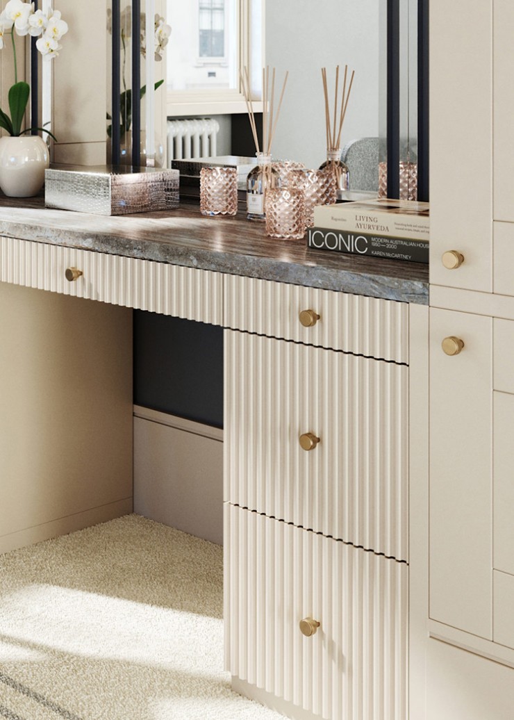 Linear striped brass cabinet handles available in Melbourne and Sydney from Joseph Giles in England