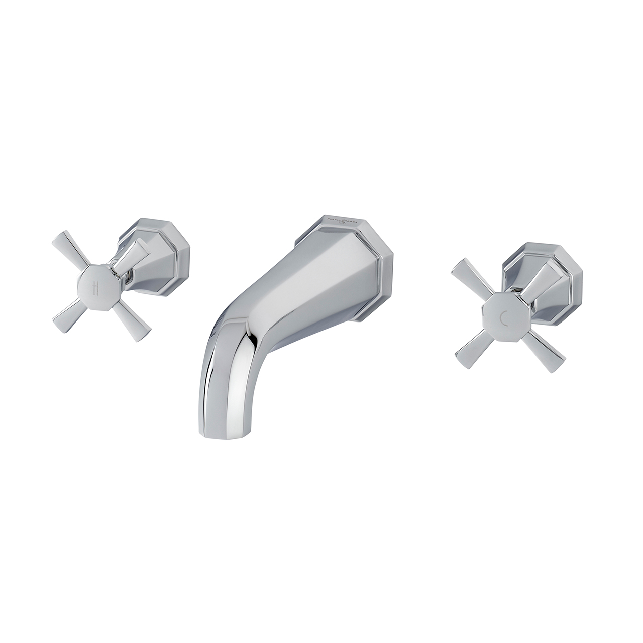Deco wall-mounted basin mixer with crosshead taps