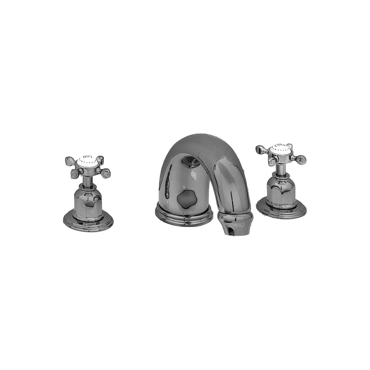 3 hole bath mixer with 180mm high spout & crosshead taps