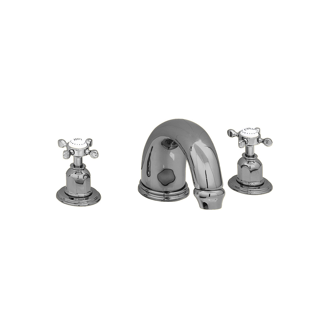 3 hole bath mixer with 255mm high spout & crosshead taps
