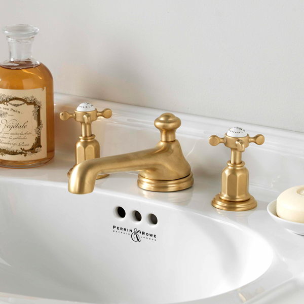 3 hole basin mixer with low spout & crosshead taps