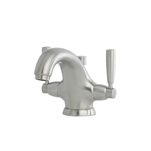 Langbourn monobloc basin mixer with metal lever taps