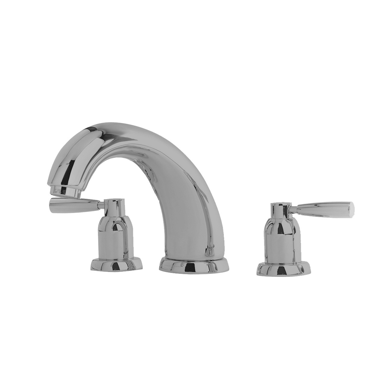 Langbourn 3 hole bath mixer with 175mm high spout & metal lever taps