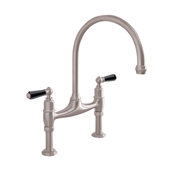 Ionian 2 hole bench mounted sink mixer with straight legs & white porcelain lever taps