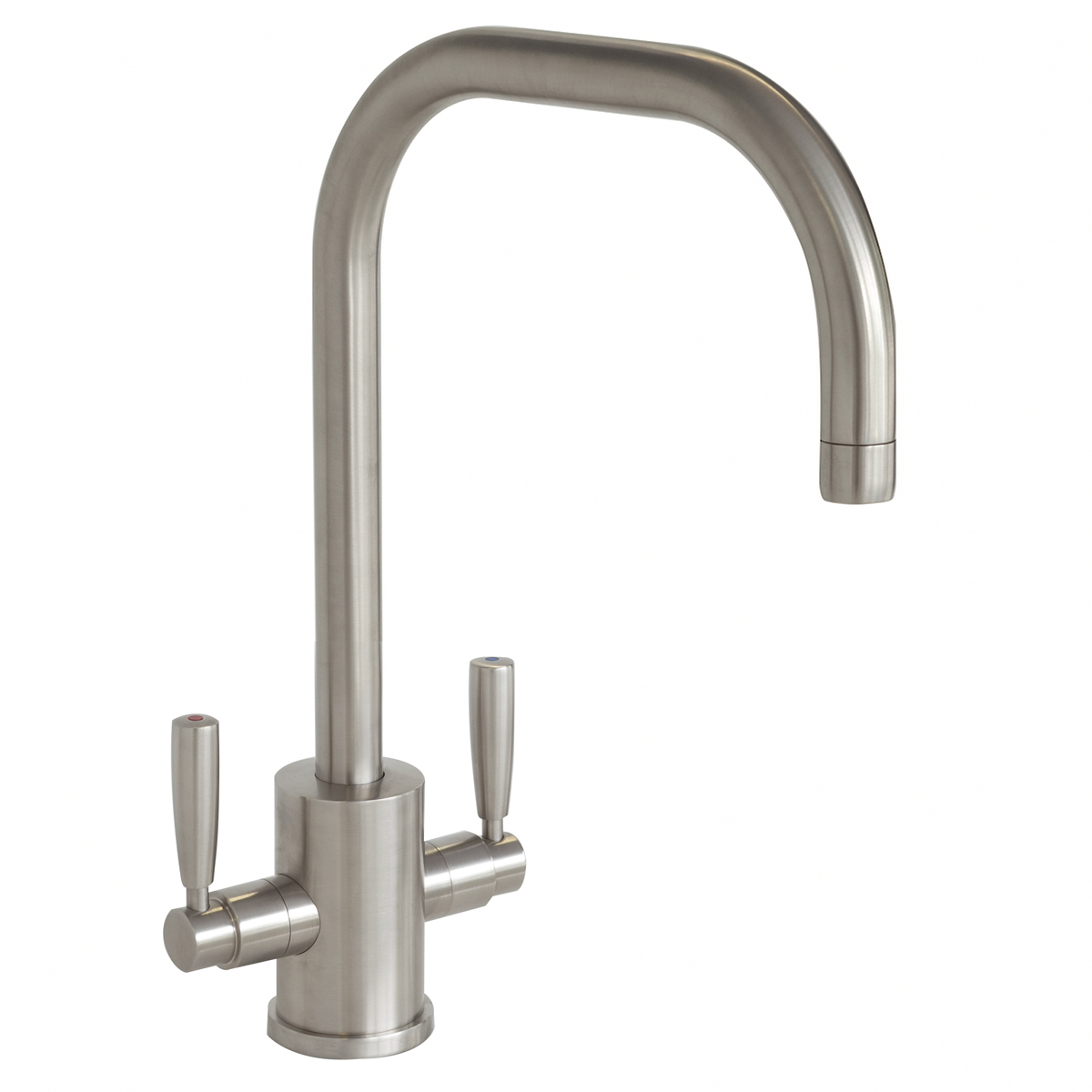 Orbiq 1 hole sink mixer with square spout & metal lever taps
