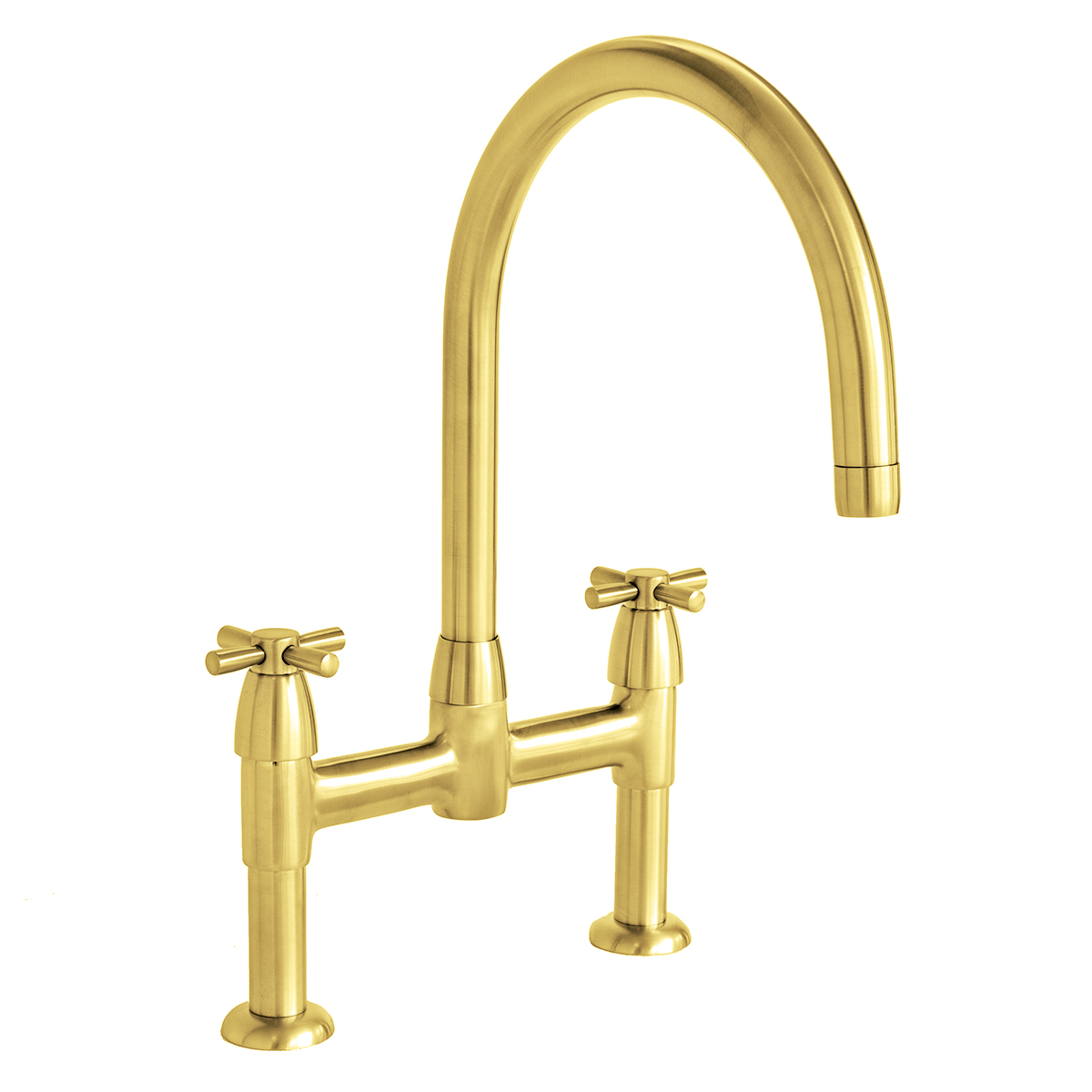 Io 2 hole bench mounted sink mixer with round spout & crosshead taps