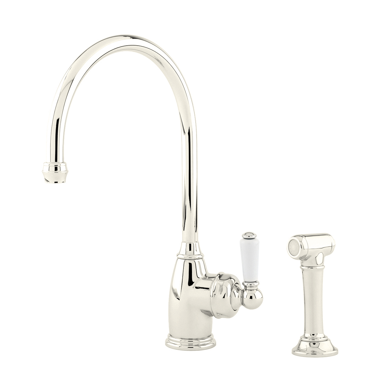 Parthian 1 hole sink mixer with single porcelain lever tap & spray rinse