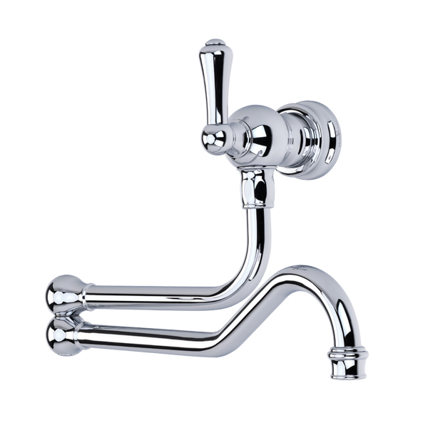 Wall-mounted pot filler tap with country style metal lever handle