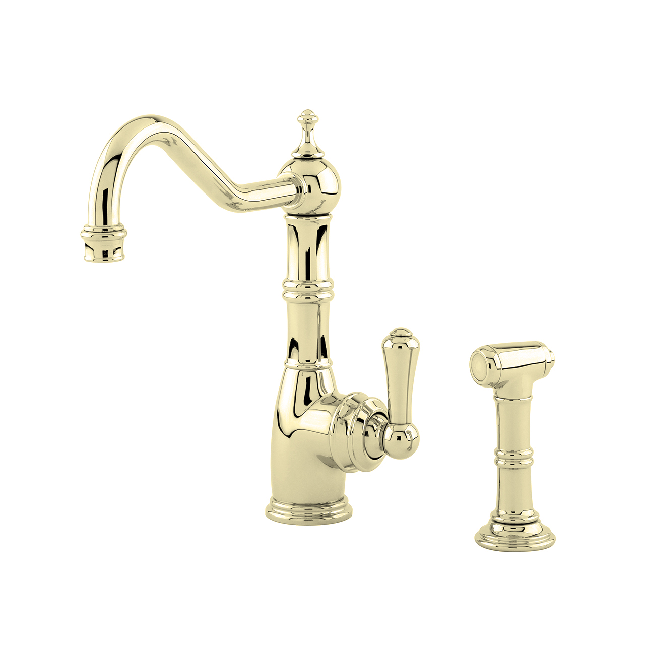 Perrin Rowe Aquitaine Country One Hole Mixer With Single Metal Lever And Spray Rinse The English Tapware Company