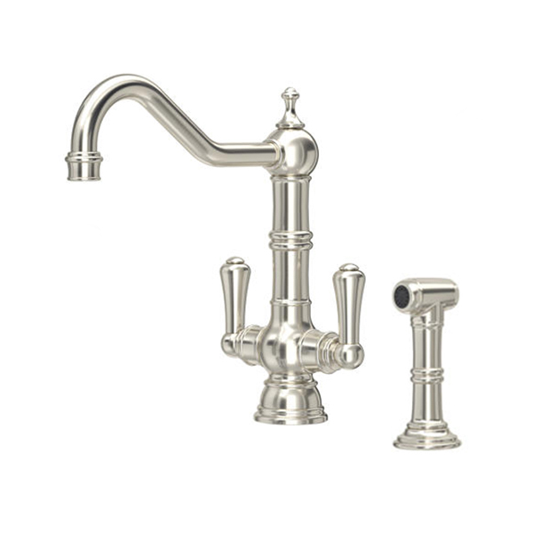Picardie country 1 hole sink mixer with metal lever taps & spray rinse