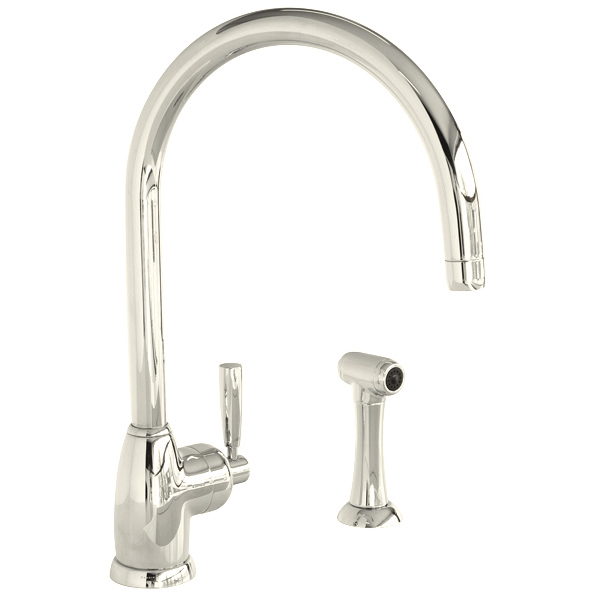 Mimas 1 hole sink mixer with round spout, single lever tap & spray rinse