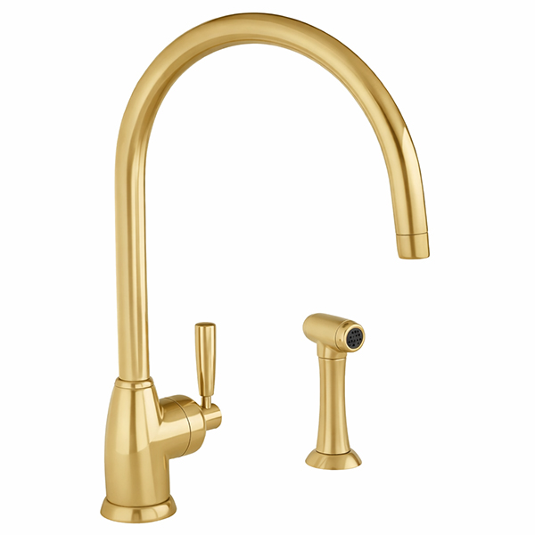 Mimas 1 hole sink mixer with round spout, single lever tap & spray rinse