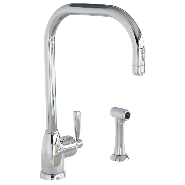 Mimas 1 hole sink mixer with square spout, single lever tap & spray rinse