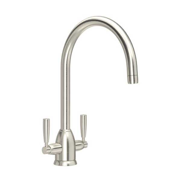 Oberon 1 hole sink mixer with round spout & metal lever taps