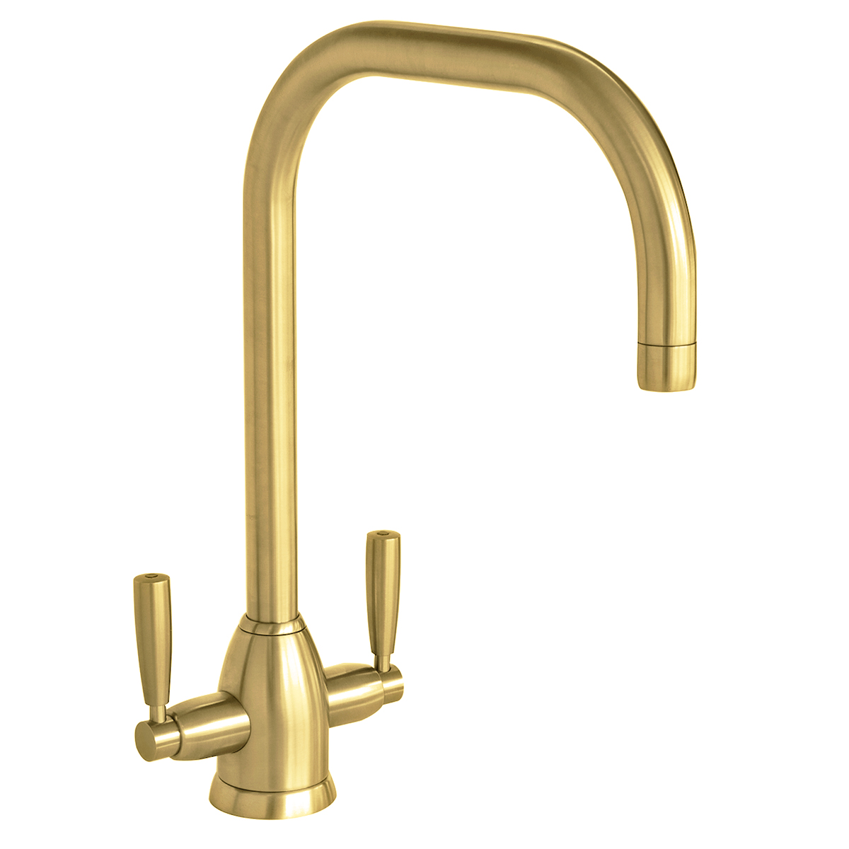 Oberon 1 hole sink mixer with square spout & metal lever taps