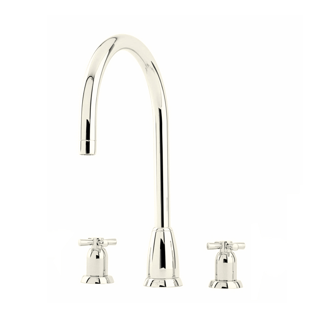 Callisto 3 hole sink mixer with round spout & crosshead taps