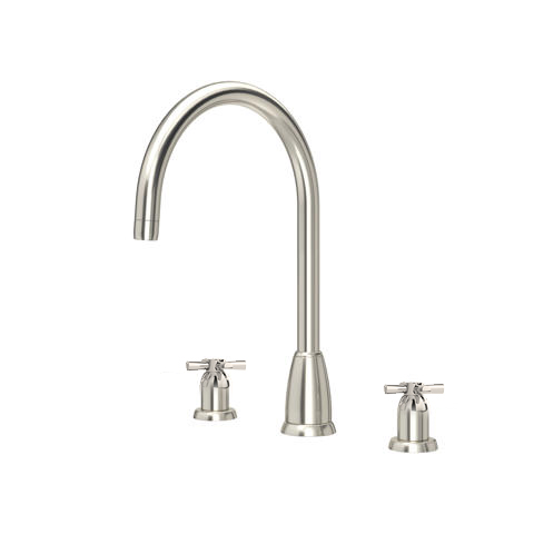 Callisto 3 hole sink mixer with round spout & crosshead taps