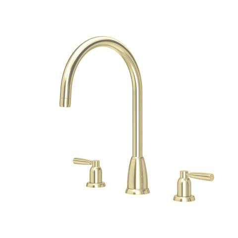 Callisto 3 hole sink mixer with round spout & metal lever taps