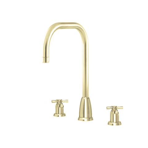 Callisto 3 hole sink mixer with square spout & crosshead taps