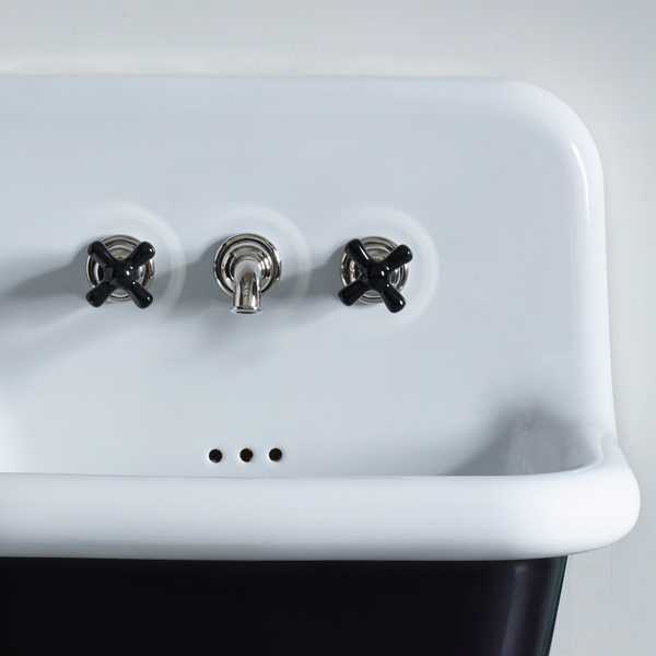 Rockwell wall hung basin mixer with 165mm spout & metal/coloured crosshead taps