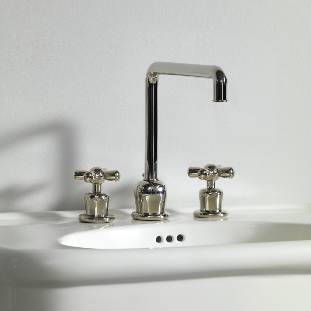 Rockwell 3 hole kitchen mixer with metal/coloured crosshead taps