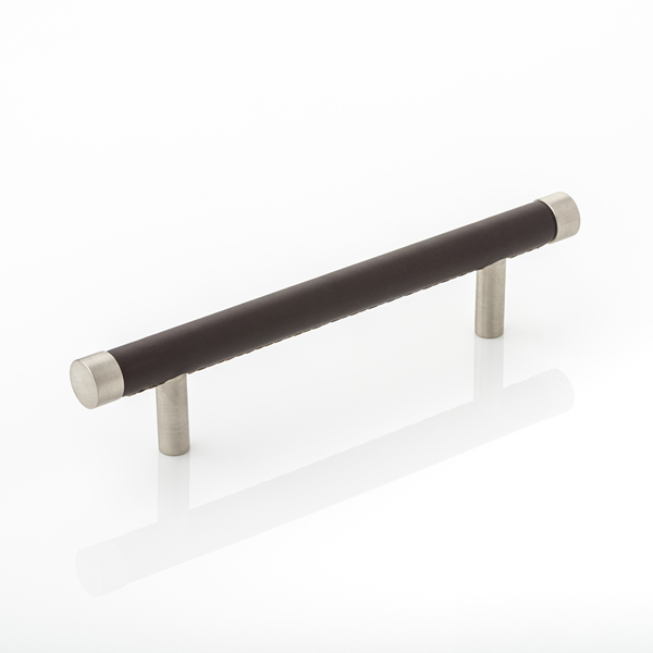 Thurloe solid brass cabinet handle with hand stitched leather 