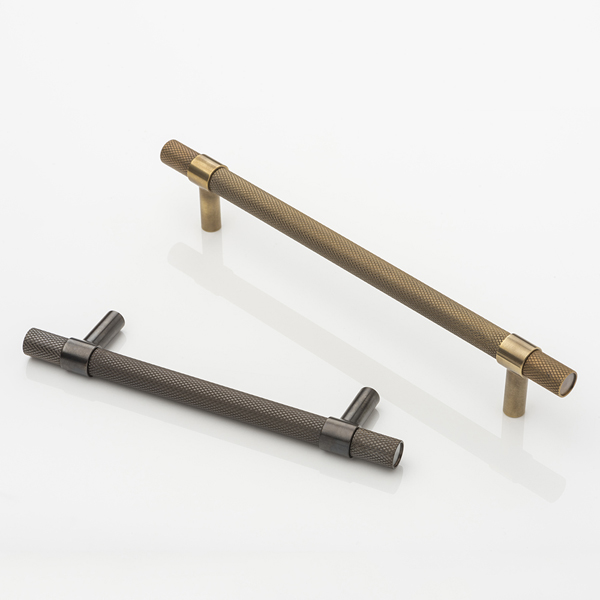 Montgomery solid brass cabinet handle with diamond knurl
