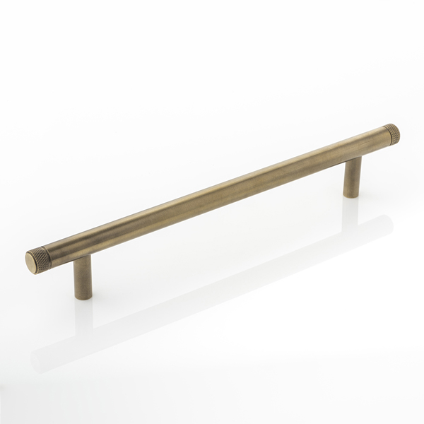 Ripley solid brass cabinet handle with diamond knurl 