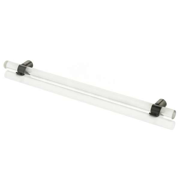 Snug glass cabinet handle with solid brass stems